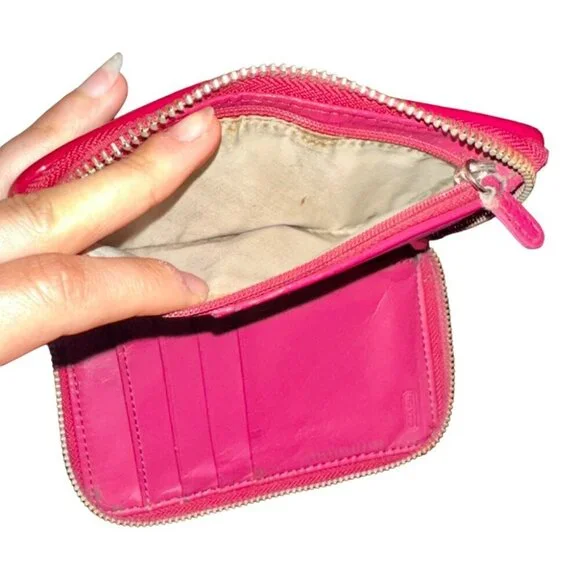Authentic Coach Fuschia Pink Zippy Patent Leather Wallet Wristlet Cardholder - Picture 5 of 8